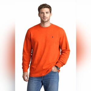 Polo Ralph Lauren Thermal Shirt Sleepwear Mens XL Orange Waffle Knit Pony